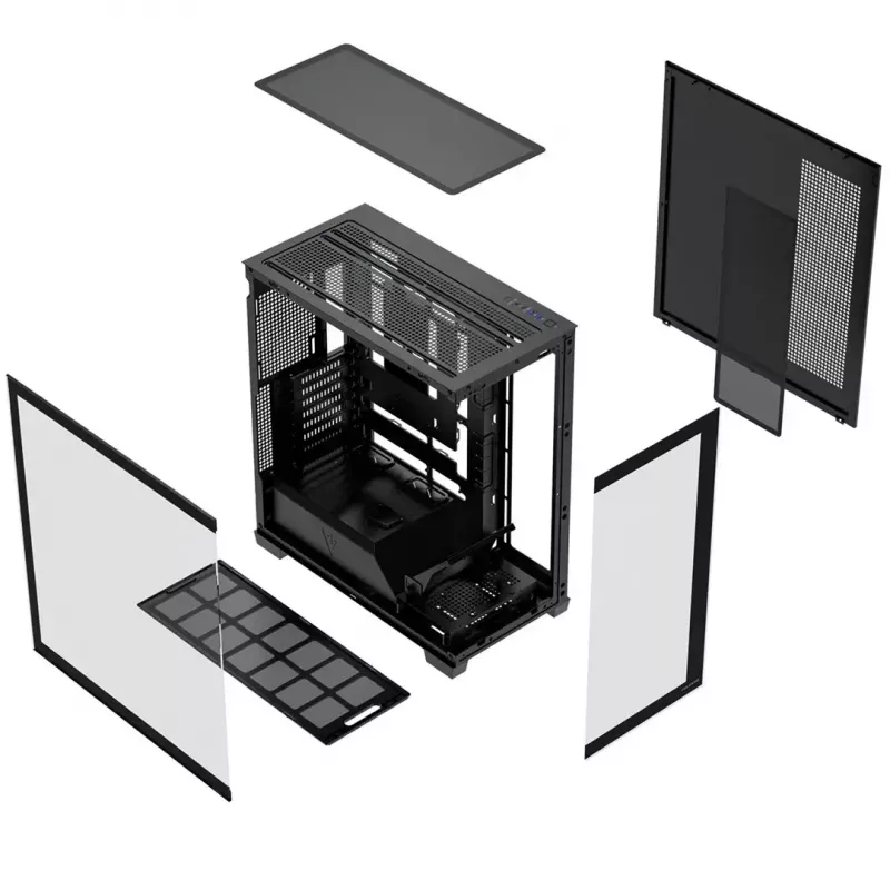 PC case MODECOM VOLCANO STELLAR PLUS MIDI BLACK — mid-tower ATX, tempered glass, USB-C, supports up to 420 mm GPU