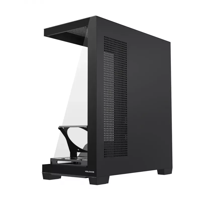 PC case MODECOM VOLCANO STELLAR PLUS MIDI BLACK — mid-tower ATX, tempered glass, USB-C, supports up to 420 mm GPU