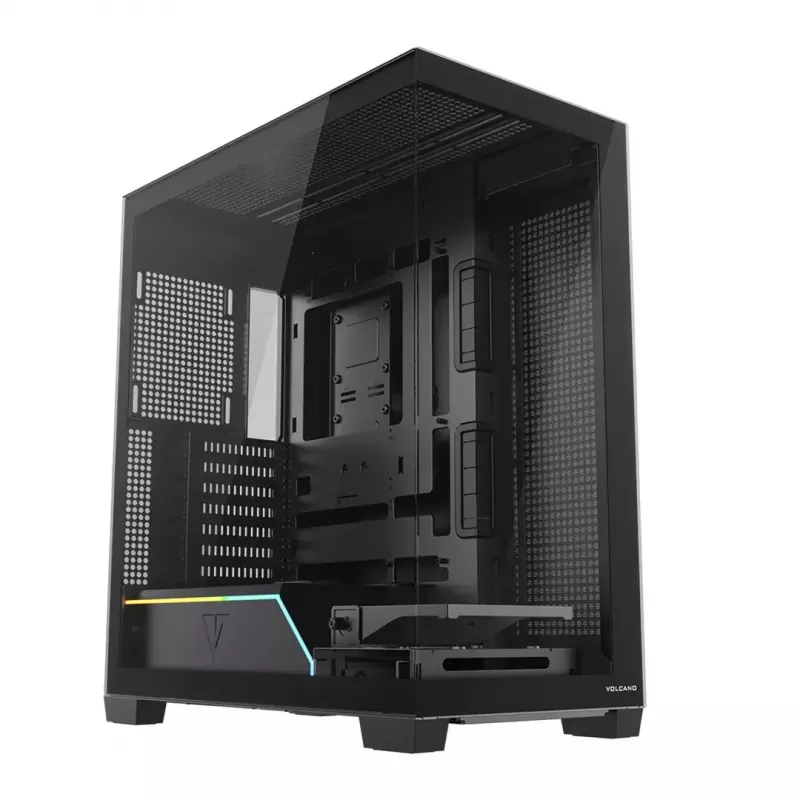 PC case MODECOM VOLCANO STELLAR PLUS MIDI BLACK — mid-tower ATX, tempered glass, USB-C, supports up to 420 mm GPU