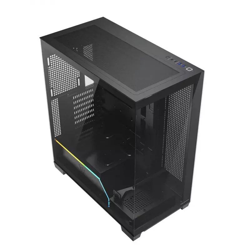 PC case MODECOM VOLCANO STELLAR PLUS MIDI BLACK — mid-tower ATX, tempered glass, USB-C, supports up to 420 mm GPU