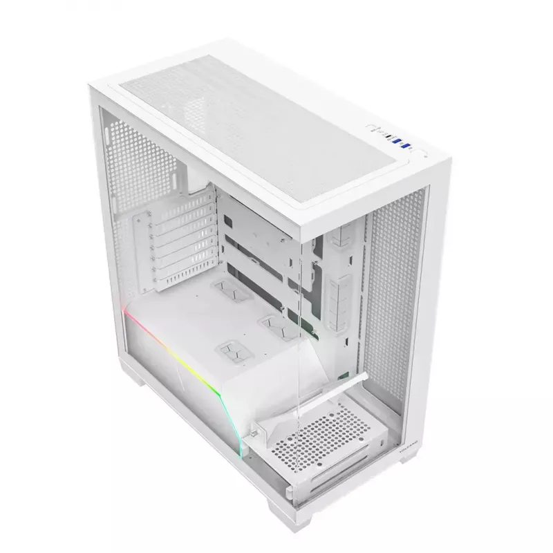 PC case MODECOM VOLCANO STELLAR PLUS MIDI WHITE — Midi Tower, microATX, tempered glass, USB-C, supports GPU 420 mm