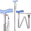 Folding mobility cane ActionMed LI101AM — silver, ergonomic grip, hand strap, slip-resistant, pitch control
