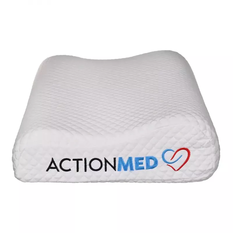 Orthopedic cervical pillow ActionMed CERVICAL MED PILLOW PO100AM — foam filler, 550×360×120 mm, washable cover, white