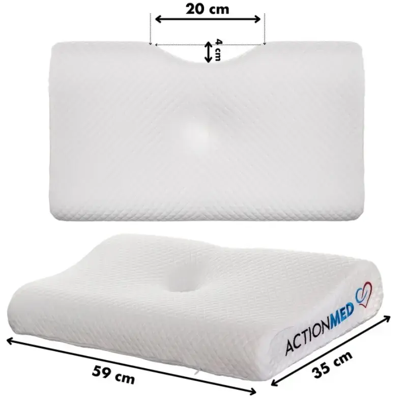 Orthopedic pillow ActionMed PO200AM — anatomical foam pillow for head and neck, 590×350 mm, max height 11 cm, washable cover