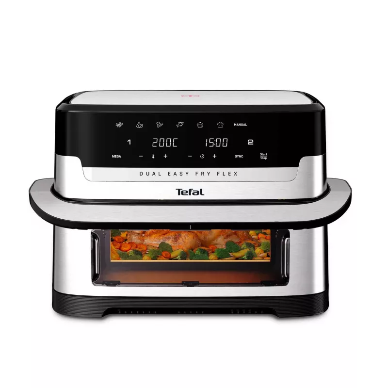 Tefal Dual Easy Fry Flex EY922D hot air fryer, 9 L, black/stainless steel