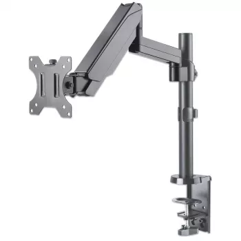 Manhattan Desk Mount for TV & Monitors (Full Motion Gas Spring), For screens 13 inch to 27 inch, Clamp or Grommet Assembly, VESA compatibility: 75x75mm and 100x100mm - check the dimensions of the four mounting holes on back of screen to ensure it fits, Max 8kg, Bracket