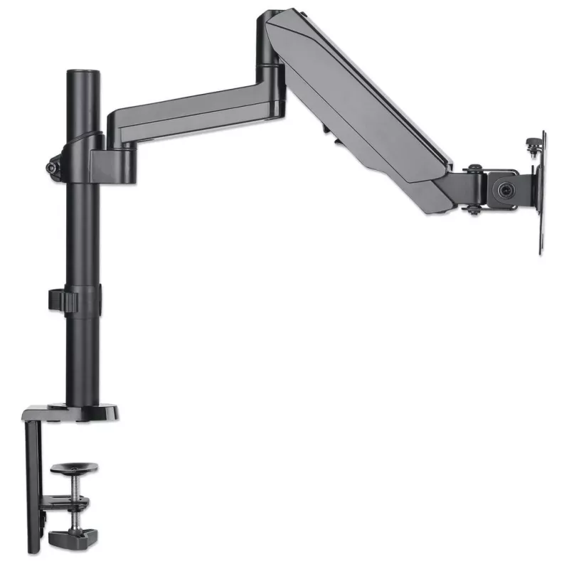 Manhattan Desk Mount for TV & Monitors (Full Motion Gas Spring), For screens 13 inch to 27 inch, Clamp or Grommet Assembly, VESA compatibility: 75x75mm and 100x100mm - check the dimensions of the four mounting holes on back of screen to ensure it fits, Max 8kg, Bracket