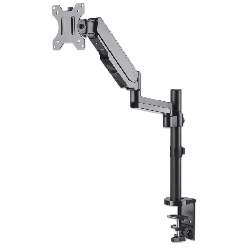 Manhattan Desk Mount for TV & Monitors (Full Motion Gas Spring), For screens 13 inch to 27 inch, Clamp or Grommet Assembly, VESA compatibility: 75x75mm and 100x100mm - check the dimensions of the four mounting holes on back of screen to ensure it fits, Max 8kg, Bracket