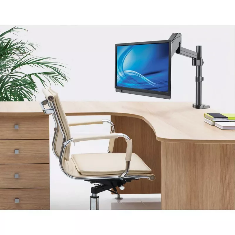 Manhattan Desk Mount for TV & Monitors (Full Motion Gas Spring), For screens 13 inch to 27 inch, Clamp or Grommet Assembly, VESA compatibility: 75x75mm and 100x100mm - check the dimensions of the four mounting holes on back of screen to ensure it fits, Max 8kg, Bracket
