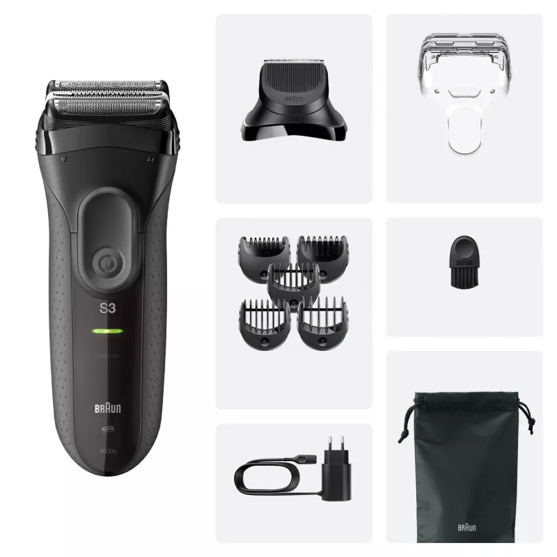 Braun 3000BT Battery Trimmer 5 7 mm Wet & Dry Black Grey