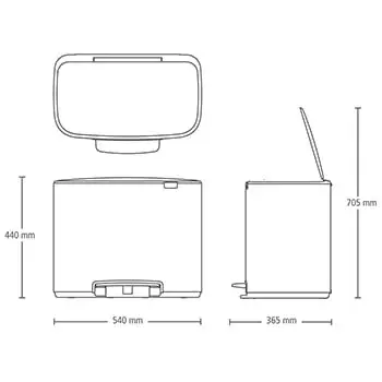 Waste container BRABANTIA 121142 Rectangular White, 540×363×440 mm