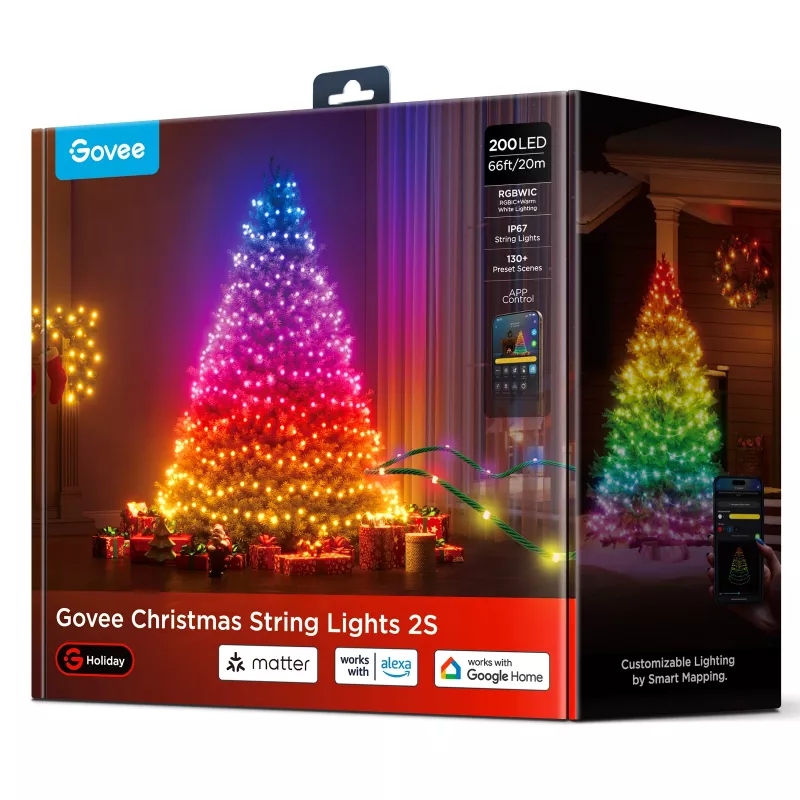Smart string lights Govee 2S 20 m, Wi‑Fi/Bluetooth, green, 20m length, 2.5m power cable, 6 mm width