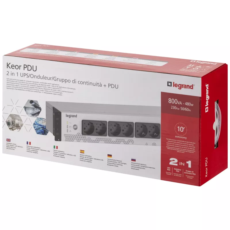 Legrand Keor UPS PDU 800VA FR INPUT 8 FR OUTPUT uninterruptible power supply (UPS) Standby (Offline) 0.8 kVA 480 W 8 AC outlet(s)
