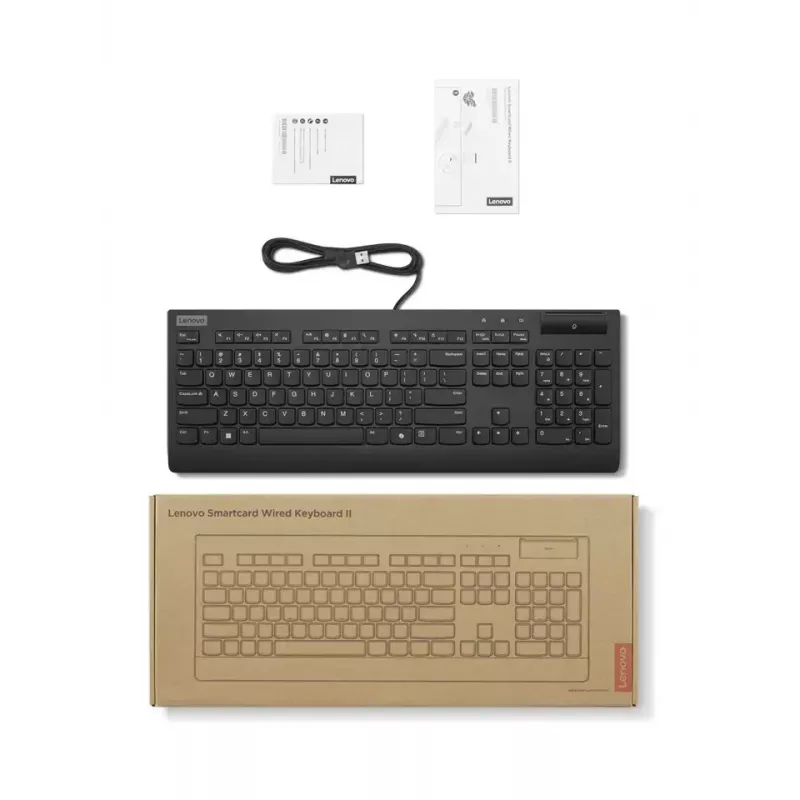 Keyboard Lenovo Smartcard II Wired Estonian Black USB-A Plunger switch