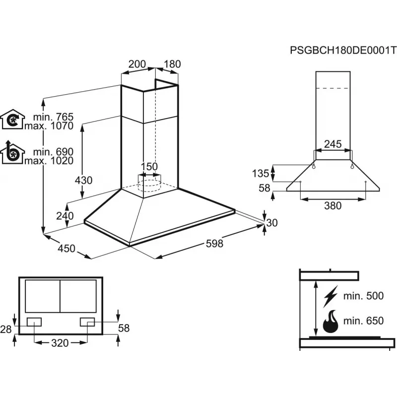 Electrolux LFC316X Wall-mounted Stainless steel 420 m³/h