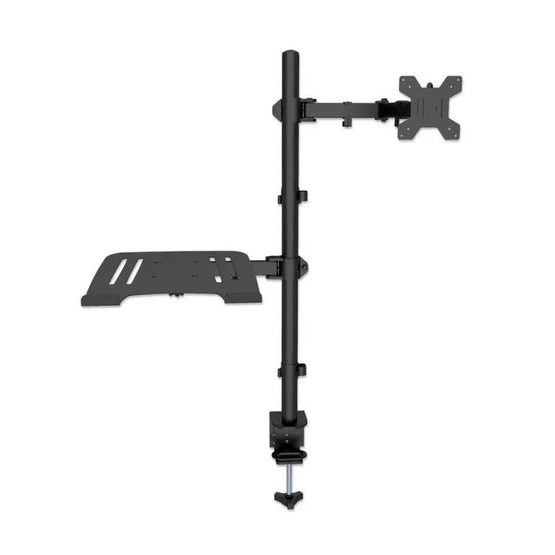 Manhattan Desk Mount for Monitors & Laptop Combo (Full Motion), For screens: 10-27 inch, Laptop up to 17 inch, Clamp Assembly, VESA compatibility: 75x75 and 100x100mm - check the dimensions of the four mounting holes on back of screen to ensure it fits, Max 8kg, Bracket