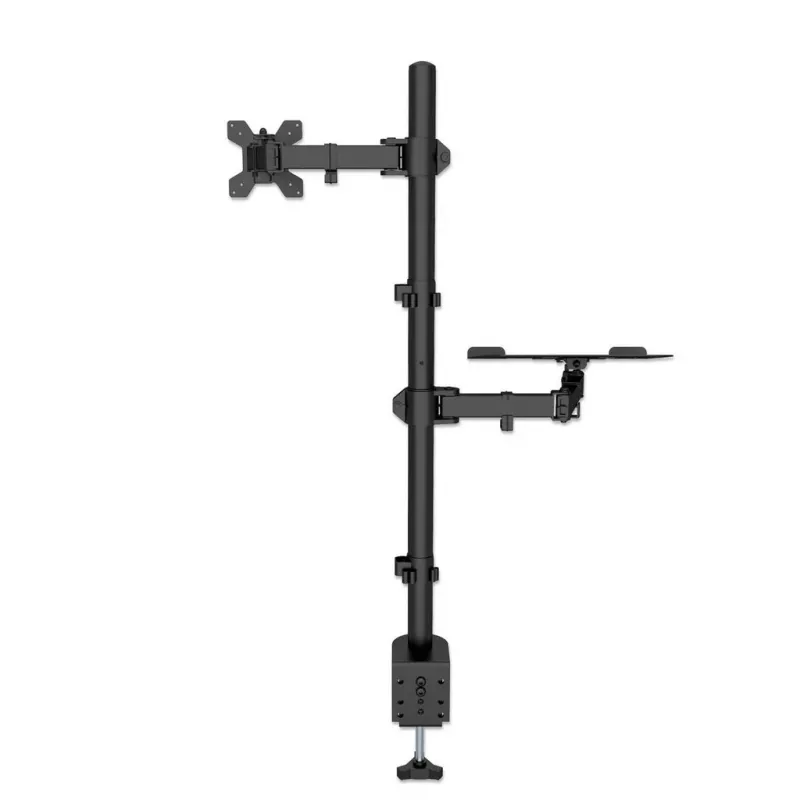Manhattan Desk Mount for Monitors & Laptop Combo (Full Motion), For screens: 10-27 inch, Laptop up to 17 inch, Clamp Assembly, VESA compatibility: 75x75 and 100x100mm - check the dimensions of the four mounting holes on back of screen to ensure it fits, Max 8kg, Bracket