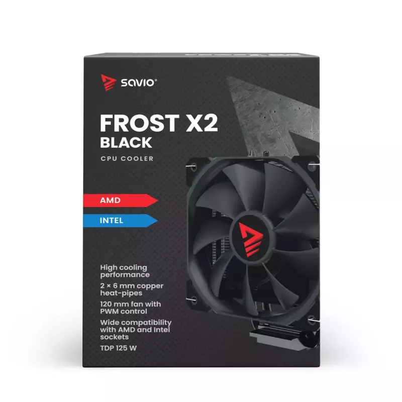 Heatsink/Radiator SAVIO SAVGCOFROSTBLACKX2 120 mm fan, LGA 1156/1155/1150/1151/1200/1366/1700 compatible, black