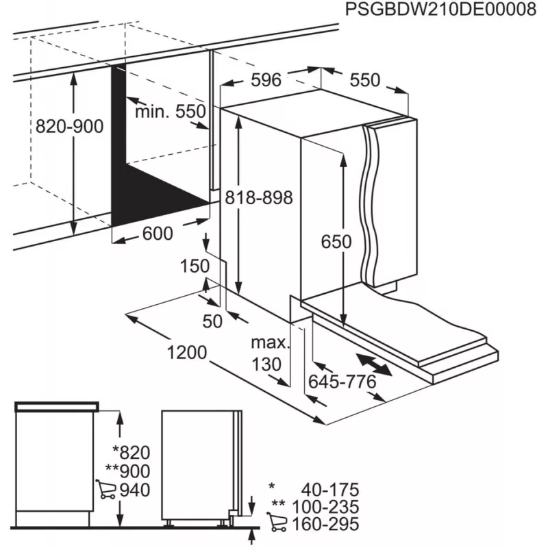 Built-in dishwasher Electrolux ESL5315LO, full size 60 cm, 13 place settings, 45 dB, 5 programs, E class