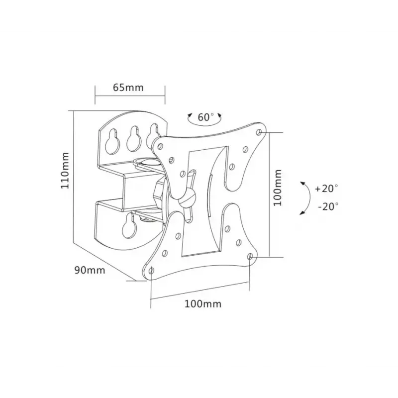 TV mount Sopar 23114 68.6 cm (27 inch) Silver