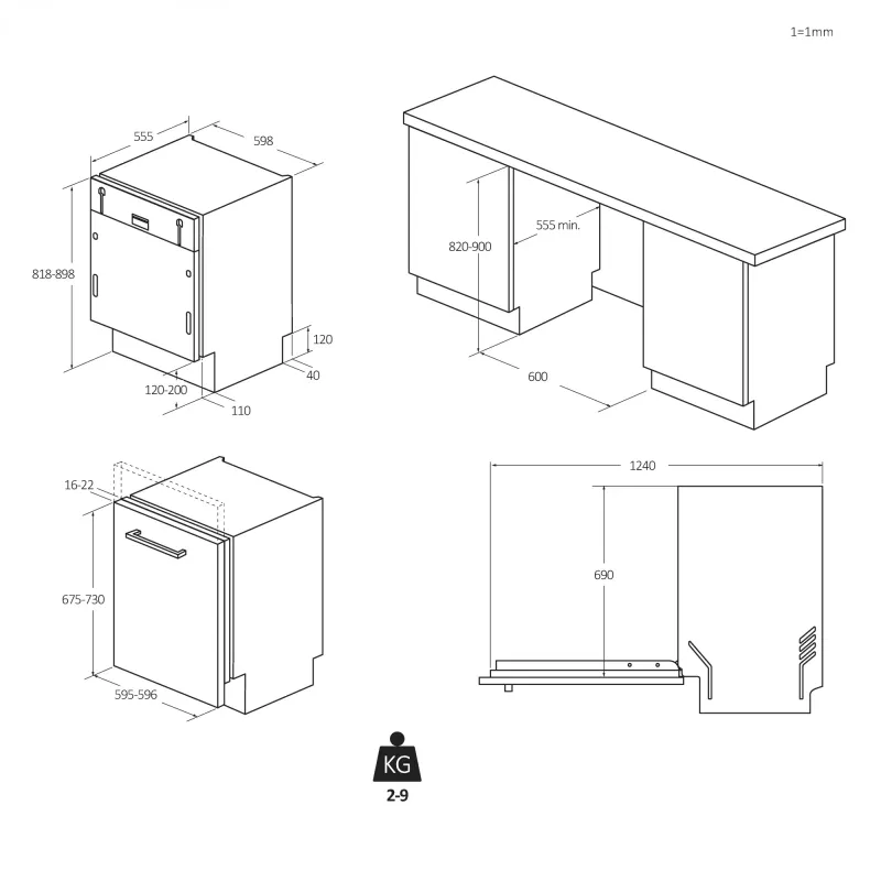 Candy RapidÓ CIP 3E7L0W Fully built-in 13 place settings
