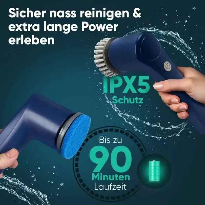 Clatronic ERB 3815 A cordless electric cleaning brush with 8 attachments