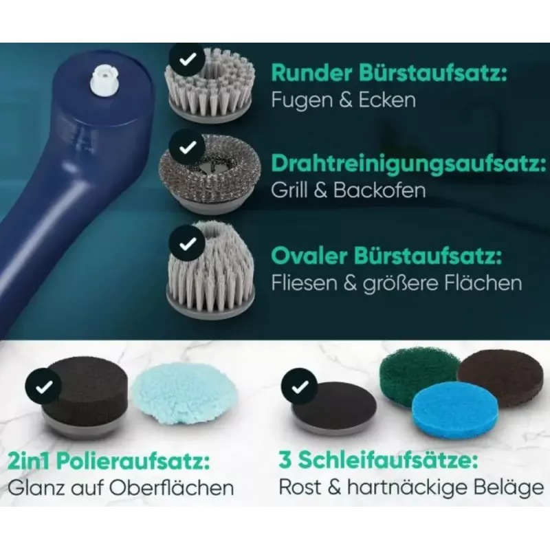Clatronic ERB 3815 A cordless electric cleaning brush with 8 attachments