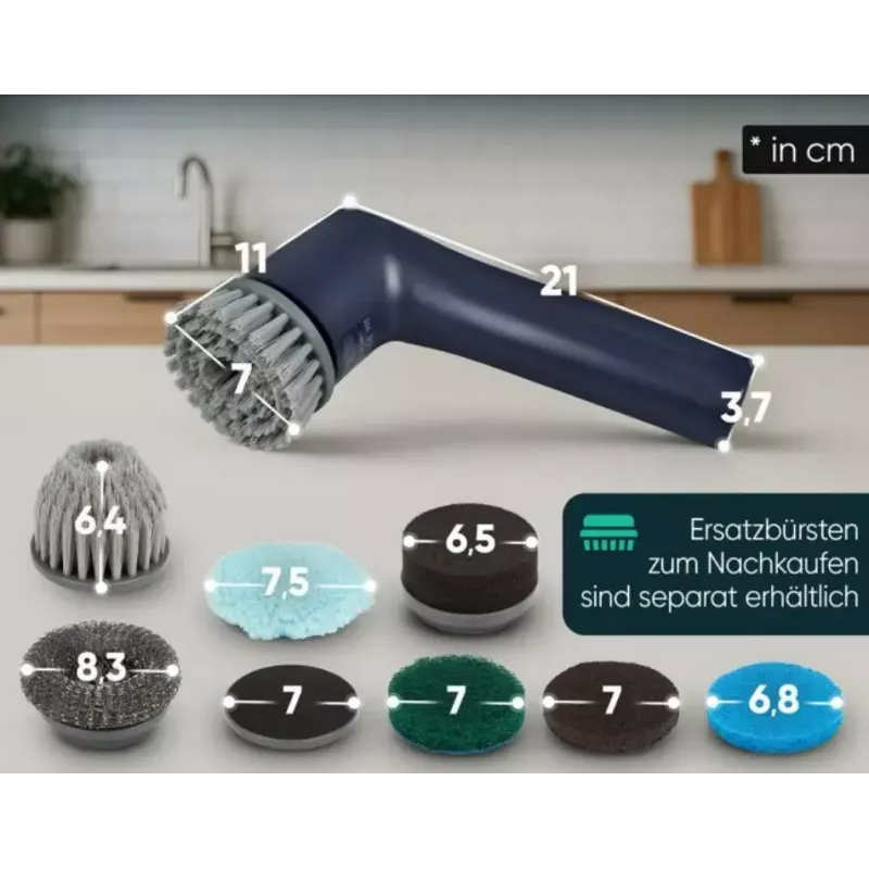 Clatronic ERB 3815 A cordless electric cleaning brush with 8 attachments