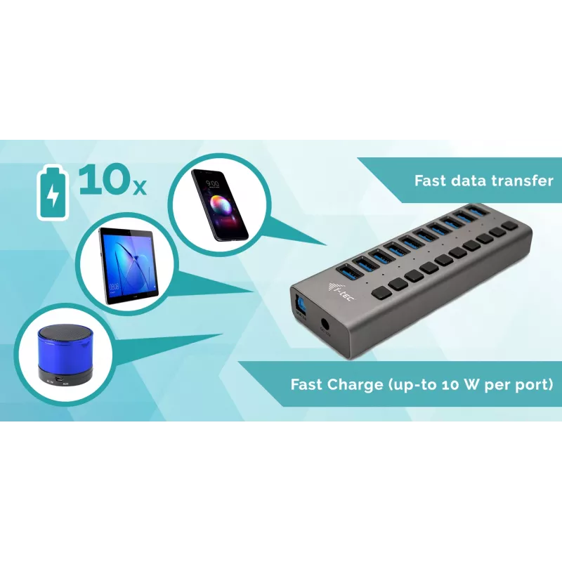 i-tec USB 3.0 Charging HUB 10 port + Power Adapter 48 W