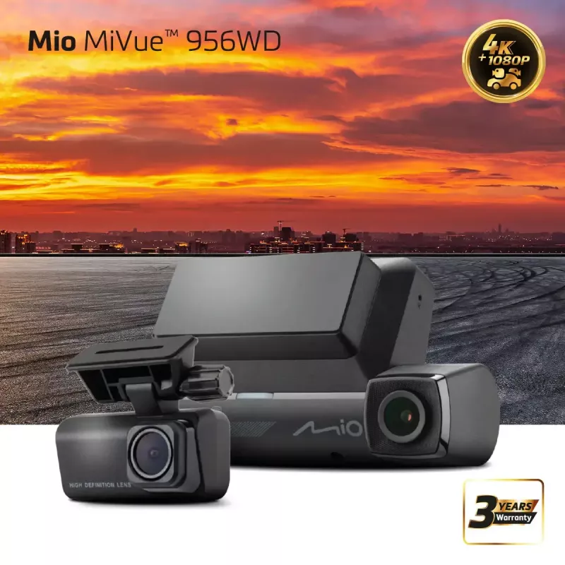 Dash cam MIO MiVue 956WD with GPS and Wi‑Fi, windshield mount for front view recording