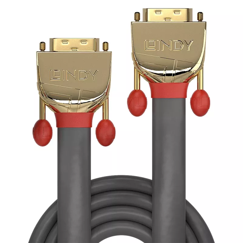 Lindy 20m DVI-D Dual Link Cable, Gold Line, 20 m, DVI-D, DVI-D, Male, Male, Grey