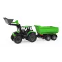 Mechanical toy tractor Lena Deutz-Fahr Worxx with 74 cm length and detachable trailer