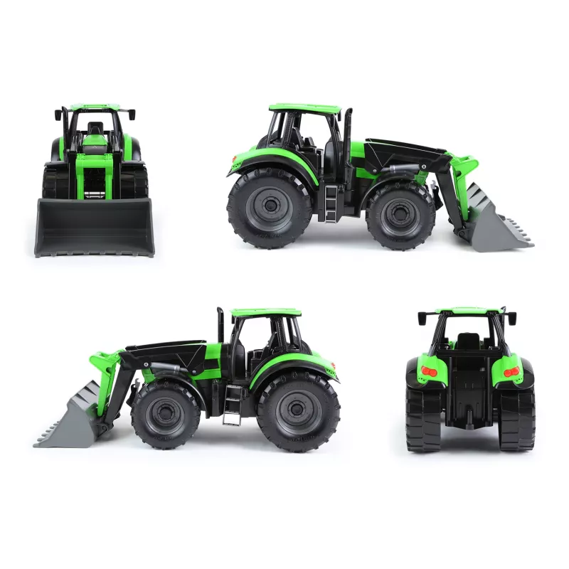 Mechanical toy tractor Lena Deutz-Fahr Worxx with 74 cm length and detachable trailer