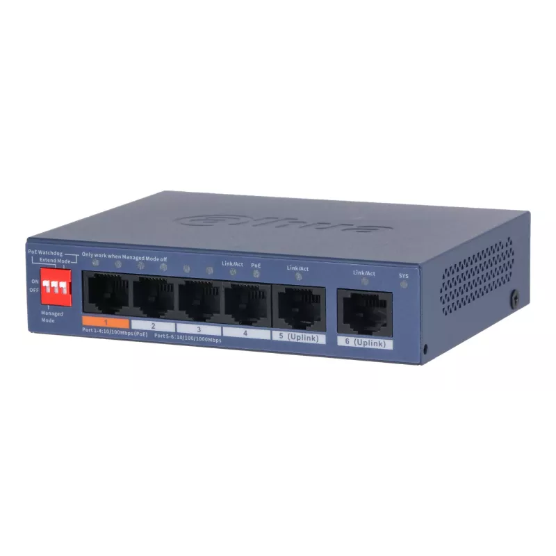 Dahua Technology CS4006-4ET2GT-60 network switch Managed L2 Gigabit Ethernet (10/100/1000) Power over Ethernet (PoE) Blue