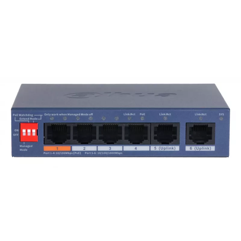 Dahua Technology CS4006-4ET2GT-60 network switch Managed L2 Gigabit Ethernet (10/100/1000) Power over Ethernet (PoE) Blue