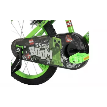 Children's bike HUFFY Minecraft 16 inch green — 16-inch steel frame, single-speed, front/rear caliper brakes