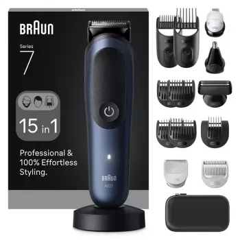 Electric shaver BRAUN All-in-One AIO7580 — cordless rechargeable, wet & dry, 120 min runtime, 21 length steps, full-body