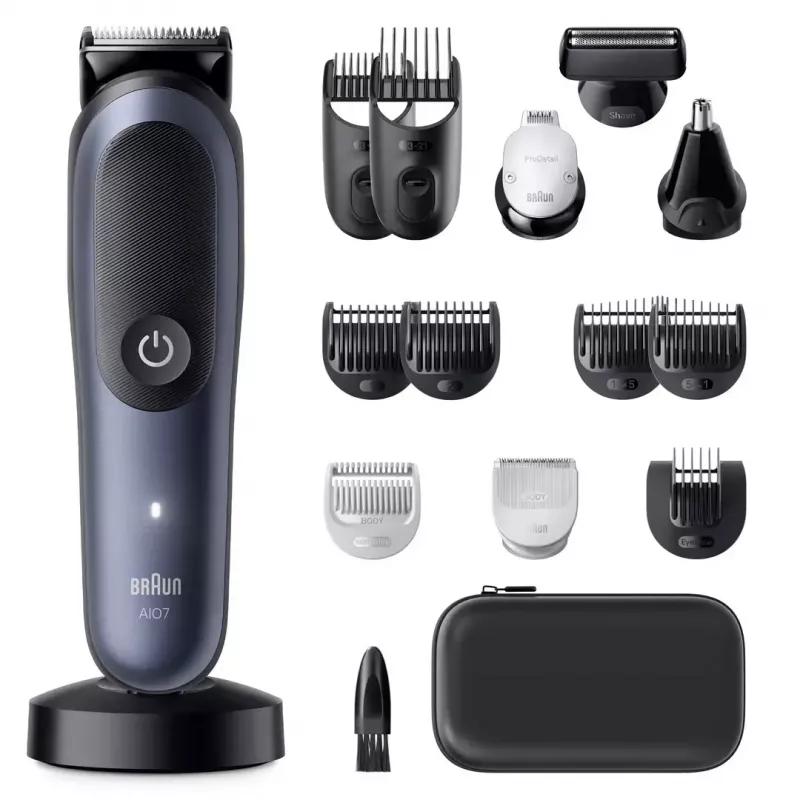 Electric shaver BRAUN All-in-One AIO7580 — cordless rechargeable, wet & dry, 120 min runtime, 21 length steps, full-body