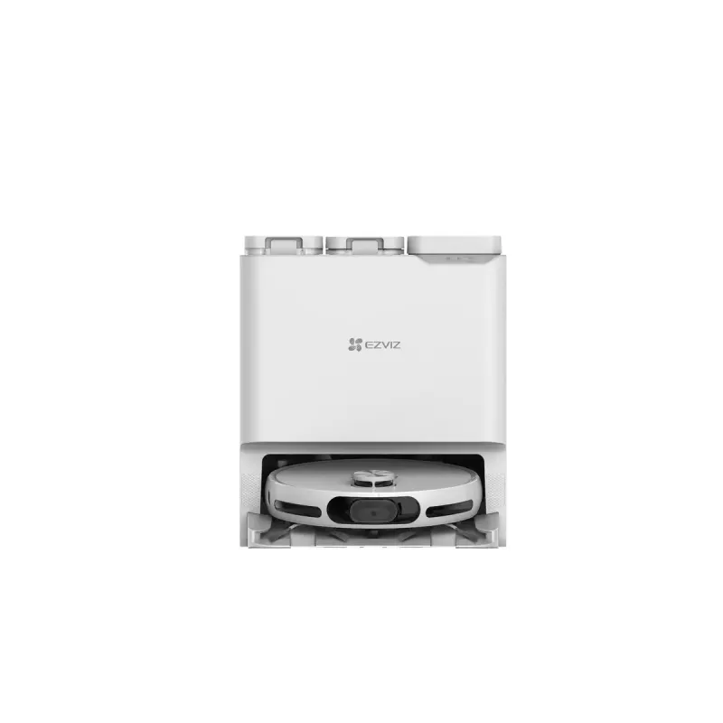 Robot vacuum cleaner EZVIZ RS20 Pro — Li‑Ion 5200 mAh, 220 min runtime, 7200 Pa suction, self‑emptying base, LiDAR navigation, 0.35 L dust bag, wet mopping, white