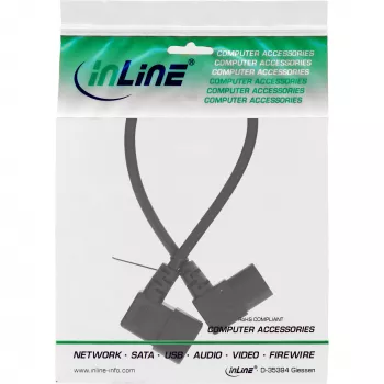 InLine power cable C13 / C14, black, angled, 1m