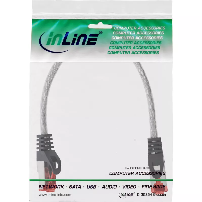 Patch cable InLine S/FTP PiMF Cat6 250MHz RJ-45–RJ-45 PVC transparent 0.25 m