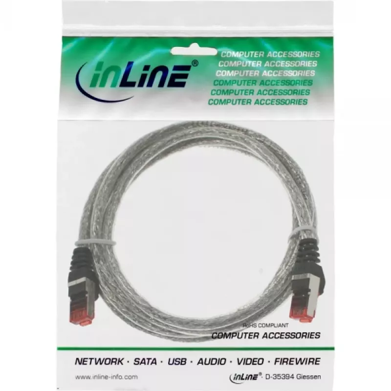 InLine Patch Cable S/FTP PiMF Cat.6 250MHz PVC copper transparent 0.3m