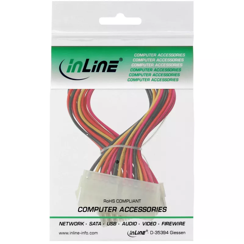 Molex PN InLine ATX mainboard cable 24‑pin male to female, 0.30 m