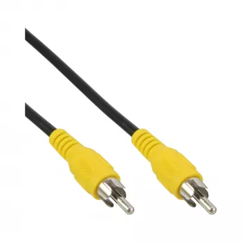 InLine Video cable, 1x RCA M/M, yellow plugs, 2m, RCA, RCA, 2 m, Black