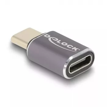 DeLOCK USB Adapter 40 Gbps USB Type-C PD 3.0 100 W male to female port saver 8K 60 Hz metal