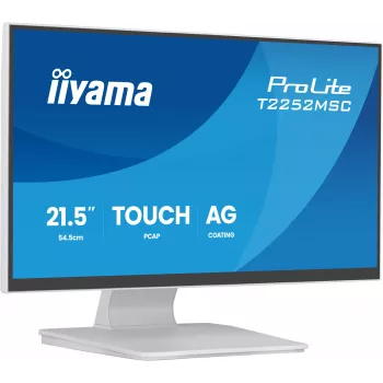 Monitor IIYAMA ProLite T2252MSC-W2AG 21.4 inch (54.5 cm) Full HD 1920x1080 LCD touchscreen, 5 ms, USB 3.2 hub, speakers, VESA, white