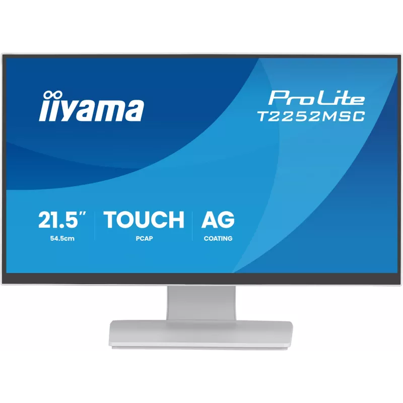 Monitor IIYAMA ProLite T2252MSC-W2AG 21.4 inch (54.5 cm) Full HD 1920x1080 LCD touchscreen, 5 ms, USB 3.2 hub, speakers, VESA, white