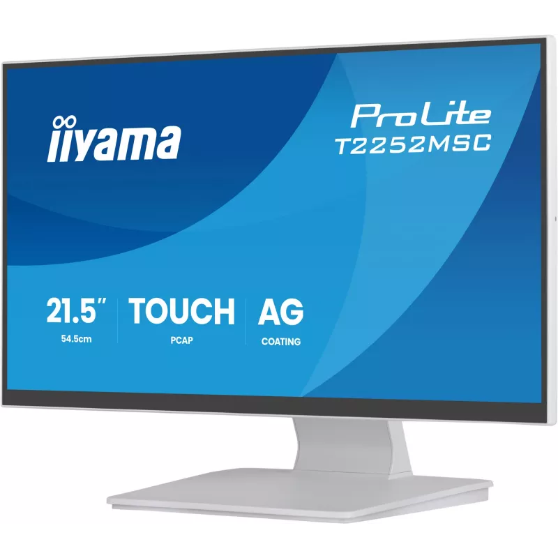 Monitor IIYAMA ProLite T2252MSC-W2AG 21.4 inch (54.5 cm) Full HD 1920x1080 LCD touchscreen, 5 ms, USB 3.2 hub, speakers, VESA, white