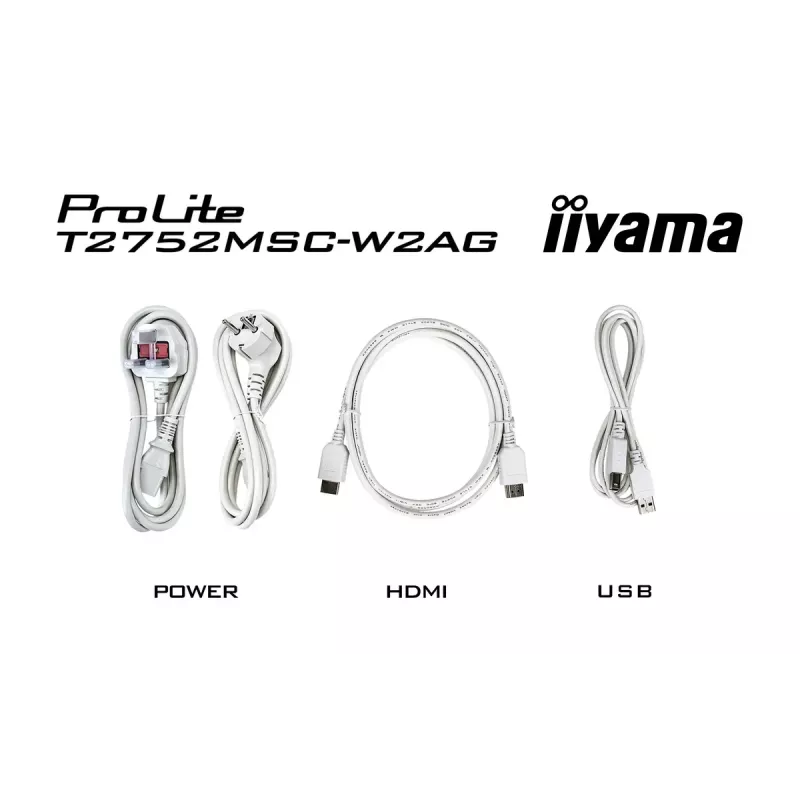 27 inch IIYAMA ProLite T2752MSC-W1AG touchscreen LCD monitor 1920 x 1080 Full HD white, 5 ms, USB 3.2 Gen1, speakers, VESA