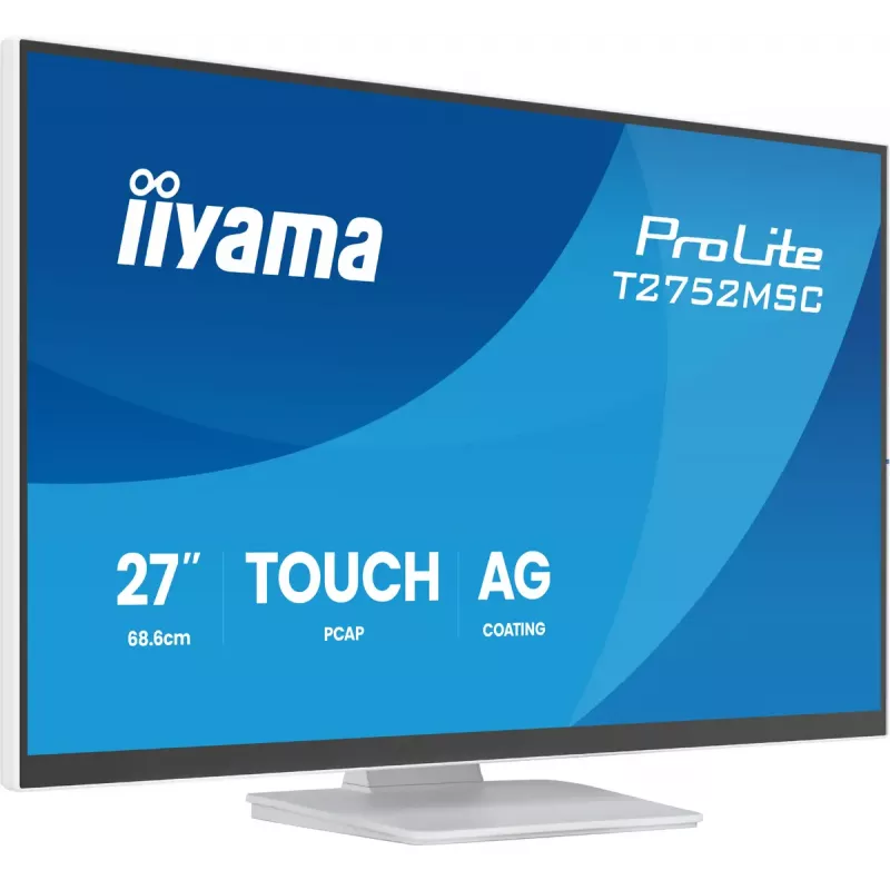 27 inch IIYAMA ProLite T2752MSC-W1AG touchscreen LCD monitor 1920 x 1080 Full HD white, 5 ms, USB 3.2 Gen1, speakers, VESA